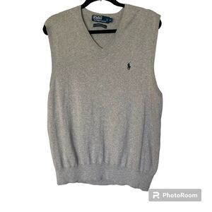 Polo By Ralph Lauren Sweater Vest XL Pima Cotton Gray Preppy Academia Grandpa